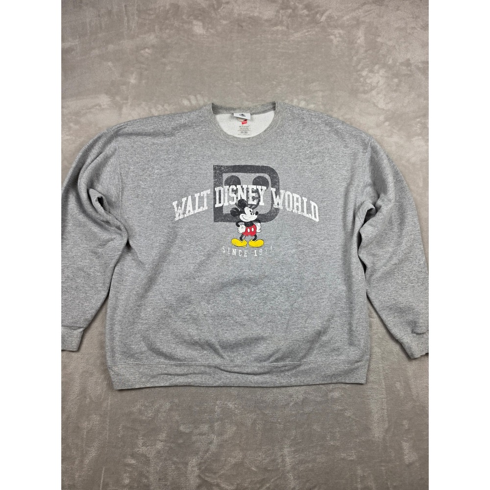 Disney Walt‎ Disney World Sweatshirt Mens 2XL Gray Mickey Mouse Hanes *Read
